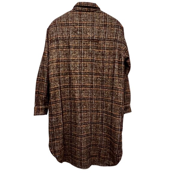 Frank & Eileen Gavin Long Shirt Jacket, Wool, Brown Orange Plaid, XS - Picture 8 of 12